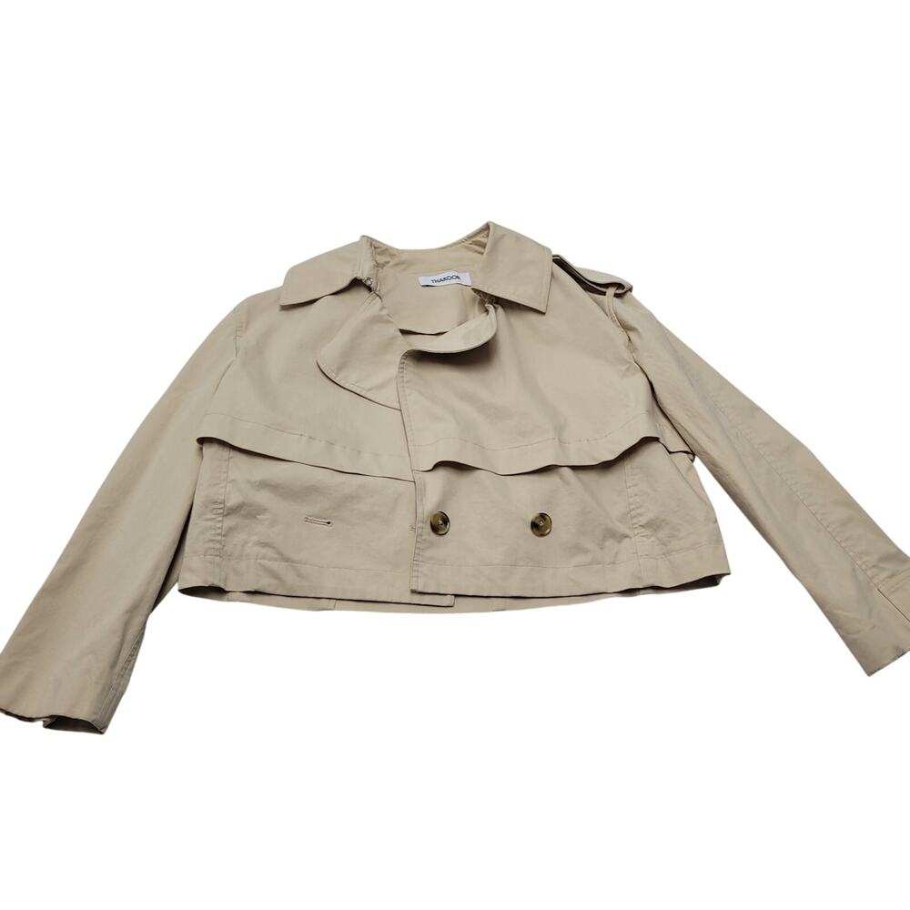 Thakoon cropped trench coat jacket short oversized tan 2